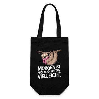 Morgen Ist Noch Ein Tag Faultier - Geschenkbeutel für Flaschen - Schwarz - Vorne