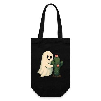 Cactus Friend Ghost Hugging Cactus - Gift Bag for Bottles - black - Front