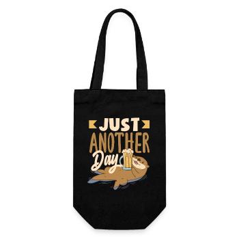 Sea Otter Cartoon Funny Word Game Otter - Gift Bag for Bottles - black - Front