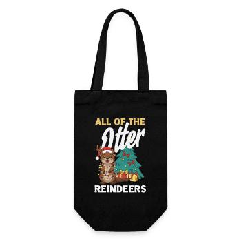 Sea Otter Pun Christmas Reindeer - Gift Bag for Bottles - black - Front