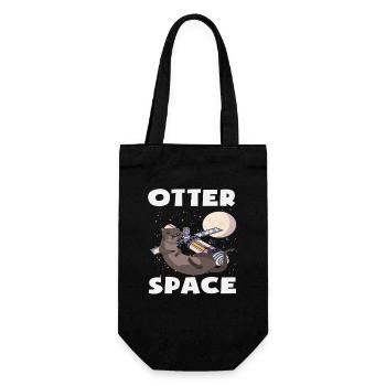 Sea Otter Cartoon Space Pun - Gift Bag for Bottles - black - Front