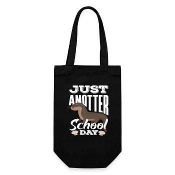 Sea Otter Cartoon School Day - Gift Bag for Bottles - black - Front
