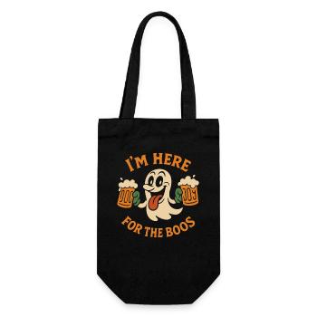 Ich bin hier für die Buhrufe Lustiges Halloween-Kostüm - Geschenkbeutel für Flaschen - Schwarz - Vorne