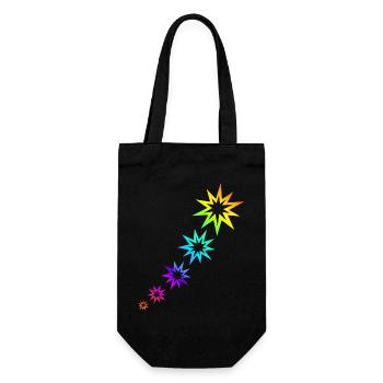 Bunte Sterne - Geschenkbeutel für Flaschen - Schwarz - Vorne