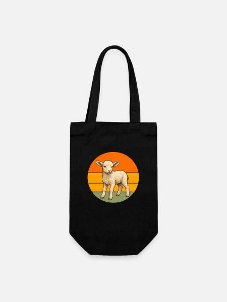 Agneau dans le cercle rétro du coucher de soleil - Sac à bouteille - noir