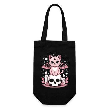 Kawaii Pastel Goth Cat - Gift Bag for Bottles - black - Front
