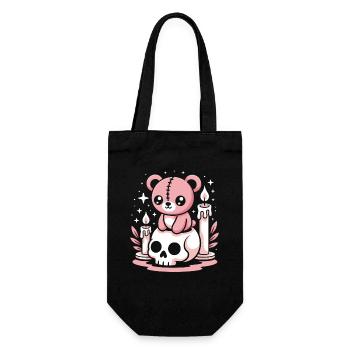 Kawaii Pastel Goth Patched Bear - Gift Bag for Bottles - black - Front