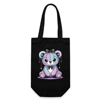 Kawaii Pastel Goth Patched Bear - Gift Bag for Bottles - black - Front