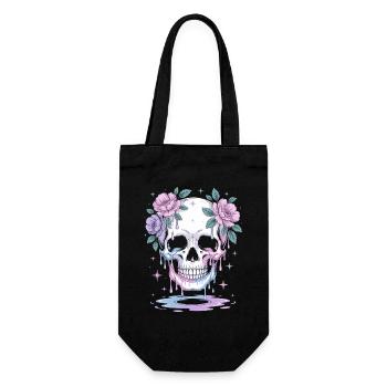 Kawaii Pastel Goth Skull Flowers - Gift Bag for Bottles - black - Front