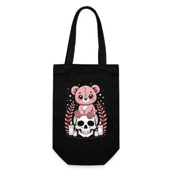 Kawaii Pastel Goth Patched Bear - Gift Bag for Bottles - black - Front
