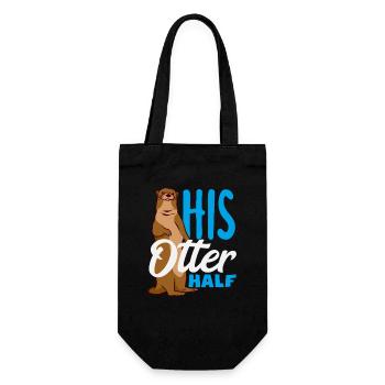 Sea Otter Cartoon His Otter Half - Gift Bag for Bottles - black - Front