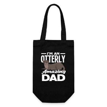 Sea Otter Cartoon Dad - Gift Bag for Bottles - black - Front