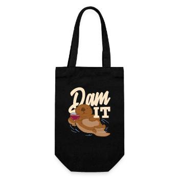 Sea Otter Cartoon Dam It - Gift Bag for Bottles - black - Front