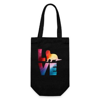 Sea Otter Cartoon Colorful Love - Gift Bag for Bottles - black - Front