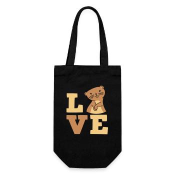 Sea Otter Cartoon Love - Gift Bag for Bottles - black - Front