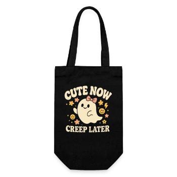 Cute Now Creep Later funny Halloween saying Design - Gift Bag for Bottles - black - Front
