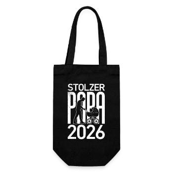 Werdender Vater STOLZER PAPA 2026 Lustiges - Geschenkbeutel für Flaschen - Schwarz - Vorne