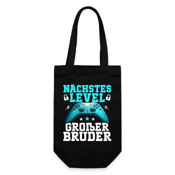 Nächstes Level Großer Bruder Ankündigung Zocken - Geschenkbeutel für Flaschen - Schwarz - Vorne