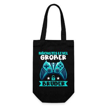 Nächstes Level Großer Bruder Ankündigung Zocken - Geschenkbeutel für Flaschen - Schwarz - Vorne