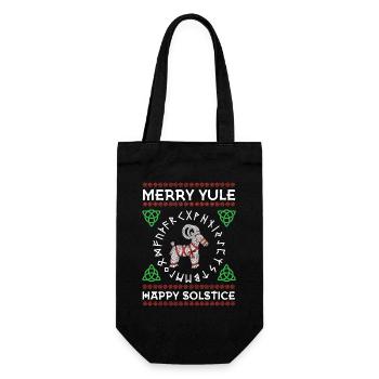 Frohes Julfest Frohe Sonnenwende Weihnachten Weihnachten - Geschenkbeutel für Flaschen - Schwarz - Vorne