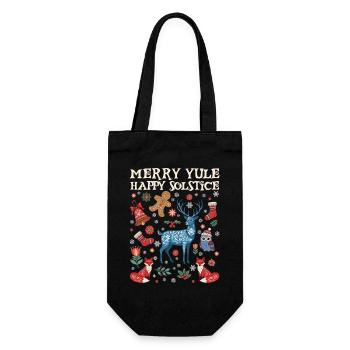 Merry Yule Happy Solstice Merry Christmas - Gift Bag for Bottles - black - Front