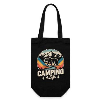 Camping 4 Life T-Shirt with Bear and Mountains - Gift Bag for Bottles - black - Front