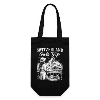 Schweiz Girls Trip Alpenblick - Geschenkbeutel für Flaschen - Schwarz - Vorne
