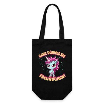 Angry unicorn with pink mane - Gift Bag for Bottles - black - Front
