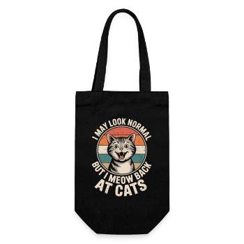 Katze I May Look Normal I Meow Back At Cats Katzen - Geschenkbeutel für Flaschen - Schwarz - Vorne