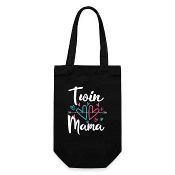 Zwillingsmama Schwangerschaft Mom of Twins - Geschenkbeutel für Flaschen - Schwarz - Vorne
