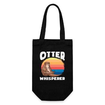 Seeotter Cartoon Retro Flüsterer - Geschenkbeutel für Flaschen - Schwarz - Vorne
