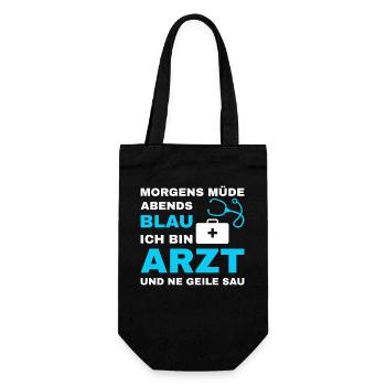 Facharzt Arzt Mediziner Doktor Geschenkidee Spruch - Geschenkbeutel für Flaschen - Schwarz - Vorne
