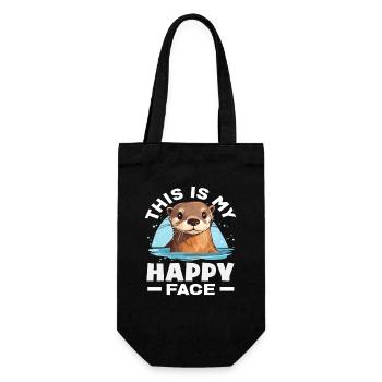 Sea Otter Cartoon Lucky Face - Gift Bag for Bottles - black - Front