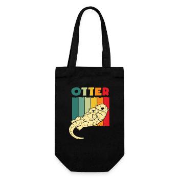 Dessin animé rétro de la loutre de mer - Sac à bouteille - noir - Devant