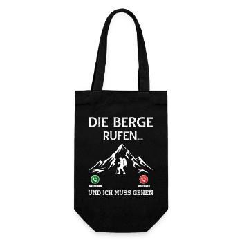 Die Berge rufen und ich muss gehen zum Gipfel - Geschenkbeutel für Flaschen - Schwarz - Vorne