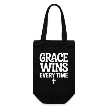 Jesus Christlich Glaube Grace Wins Every Time - Geschenkbeutel für Flaschen - Schwarz - Vorne