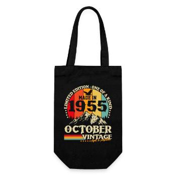 Oktober 1955 Jahrgang Vintage Retro Geburtstag - Geschenkbeutel für Flaschen - Schwarz - Vorne