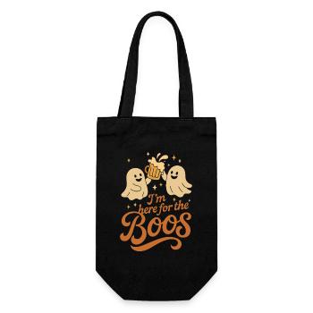 Ich bin hier für die Buhrufe Lustiges Halloween-Kostüm - Geschenkbeutel für Flaschen - Schwarz - Vorne