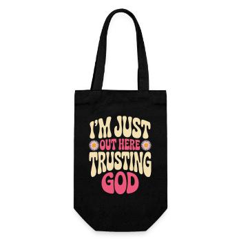 Gott Vertraue Motiv Shirt - Geschenkbeutel für Flaschen - Schwarz - Vorne