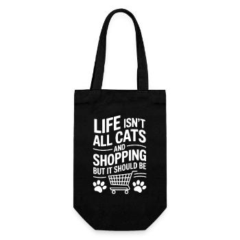 Shopping Saying Cats Funny Shopping Gift - Gift Bag for Bottles - black - Front
