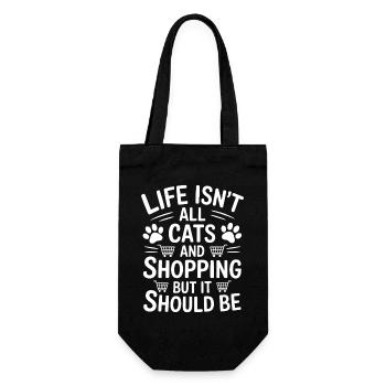 Shopping Saying Cats Funny Shopping Gift - Gift Bag for Bottles - black - Front