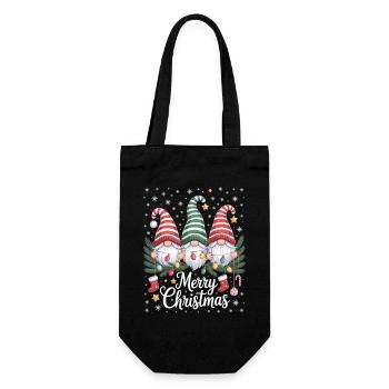 Merry Christmas Gnome T-Shirt with Fairy Lights - Gift Bag for Bottles - black - Front