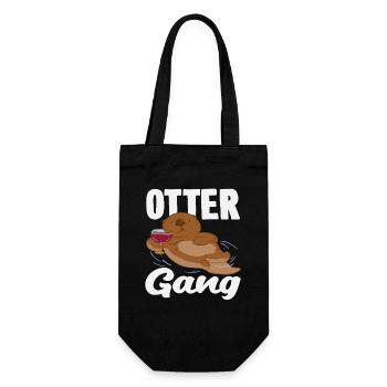 Bande dessinée loutre de mer - Sac à bouteille - noir - Devant