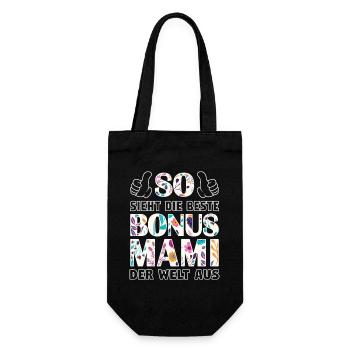 Bonus Mami Mama beste Mutter Muttertag Geschenk - Geschenkbeutel für Flaschen - Schwarz - Vorne