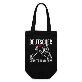 Deutscher Schäferhund Papa Vatertag Vater - Geschenkbeutel für Flaschen - Schwarz - Vorne