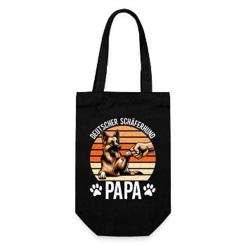 Deutscher Schäferhund Papa Vatertag Vater - Geschenkbeutel für Flaschen - Schwarz - Vorne