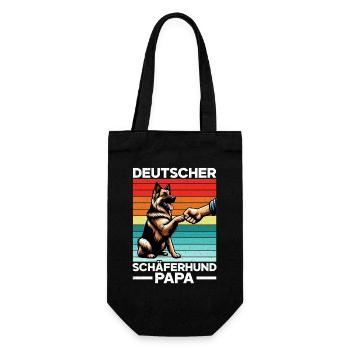 Deutscher Schäferhund Papa Vatertag Vater - Geschenkbeutel für Flaschen - Schwarz - Vorne