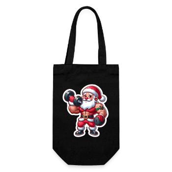 Muskel Santa Krafttraining - Geschenkbeutel für Flaschen - Schwarz - Vorne