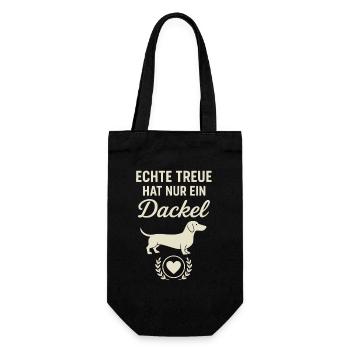 Echte Treue Dackel Herz Motiv Hund - Geschenkbeutel für Flaschen - Schwarz - Vorne
