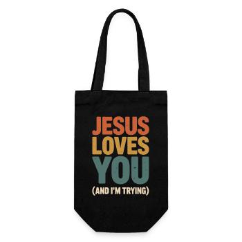 Jesus Loves You Tee - Geschenkbeutel für Flaschen - Schwarz - Vorne